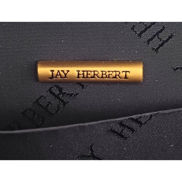 VTG Jay Herbert Blk Box Bag Brushed Gold Top Clasp Crossbody Strap Made Korea - Picture 10 of 14